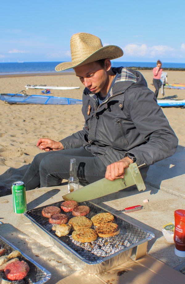 Matt flipping Burgers